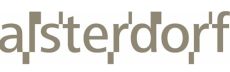 Grauer Schriftzug in Kleinbuchstagen alsterdorf.